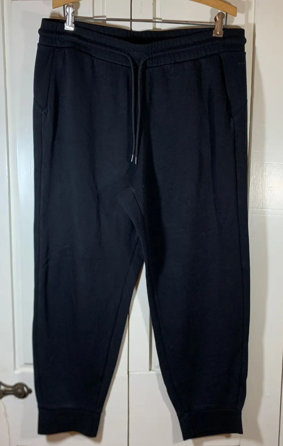 Danskin Womens Black Tapered Jogger Pants Size XL Style 9840 Drawstring Pockets