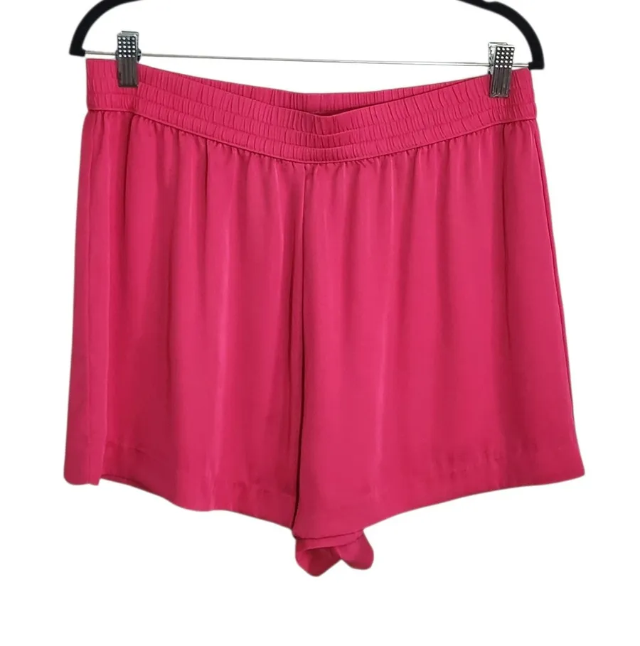 Victoria's Secret Hot Pink Satin Pull-On Lounge Shorts Size Large Flaw