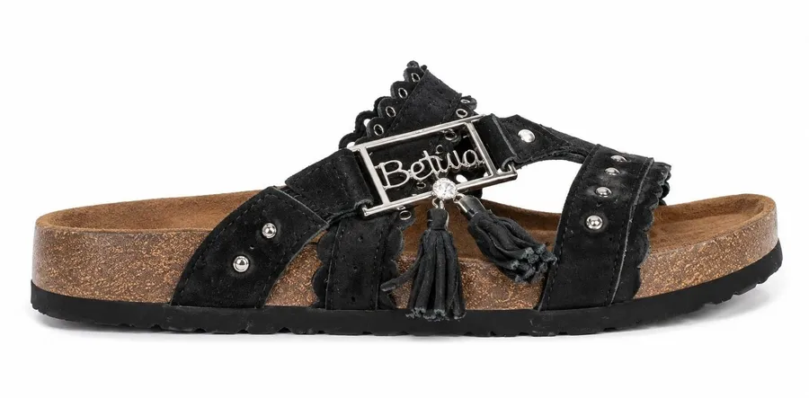 Birkenstock Betula Women's 8 Krystle Sandal Black Leather Slide Studded Shoes