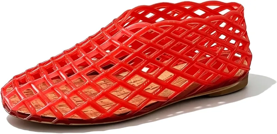 BRAND NEW ~ Red Jelly Mesh Flats Sandals Summer Beach Sandals ~ Women's 9 1/2 Size 9.5