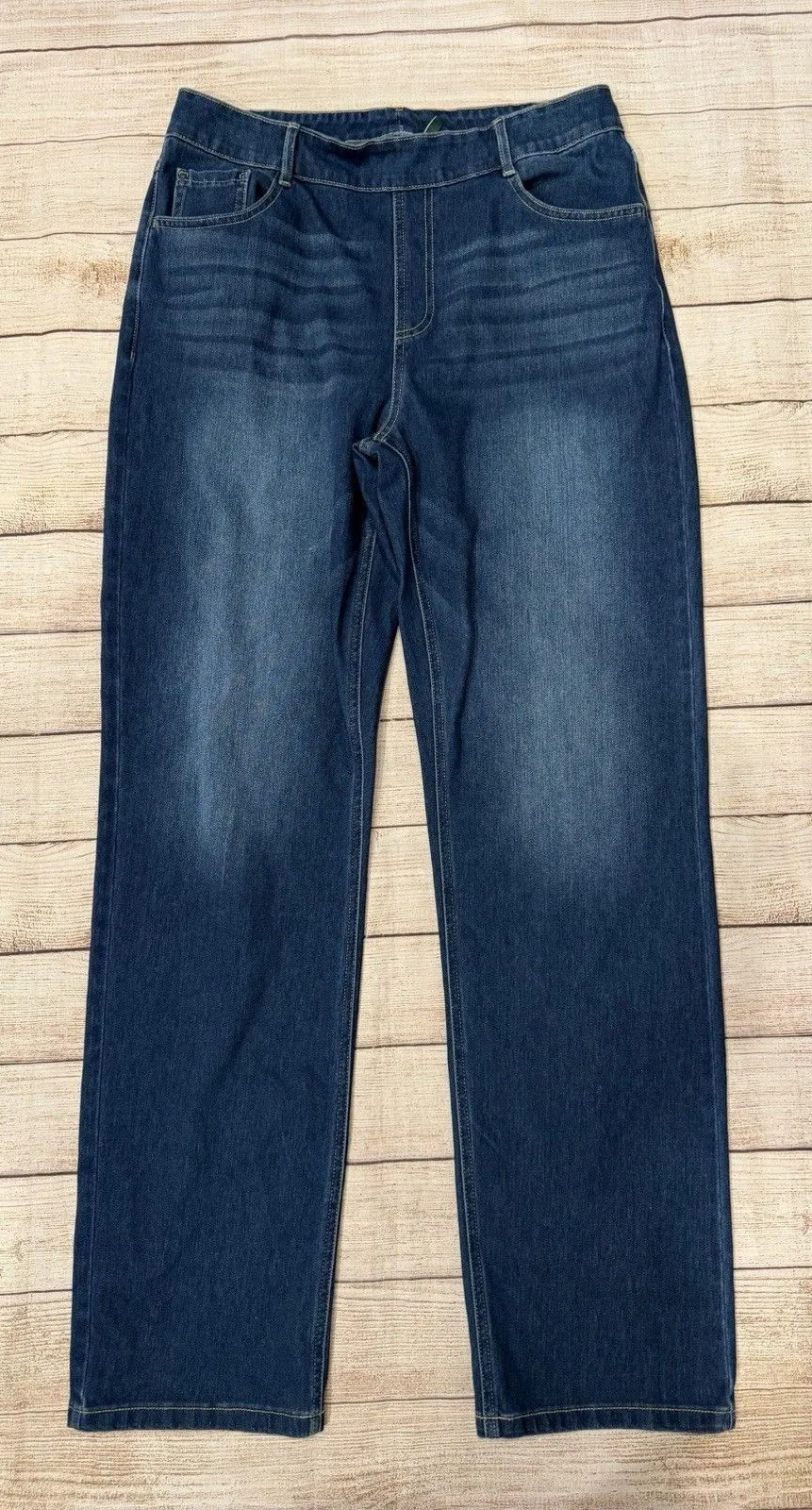 Halara Flex High Waisted Straight Leg Jeans Blue Pull On Stretch Large Tall