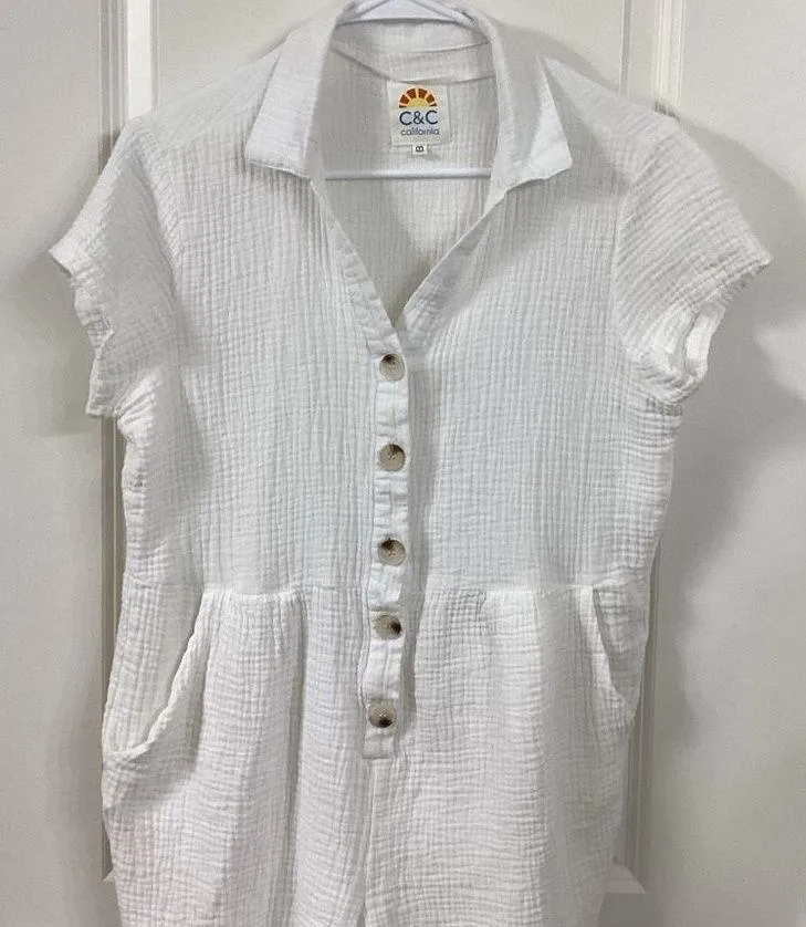 C&C California White Swim Coverup with Textured Design