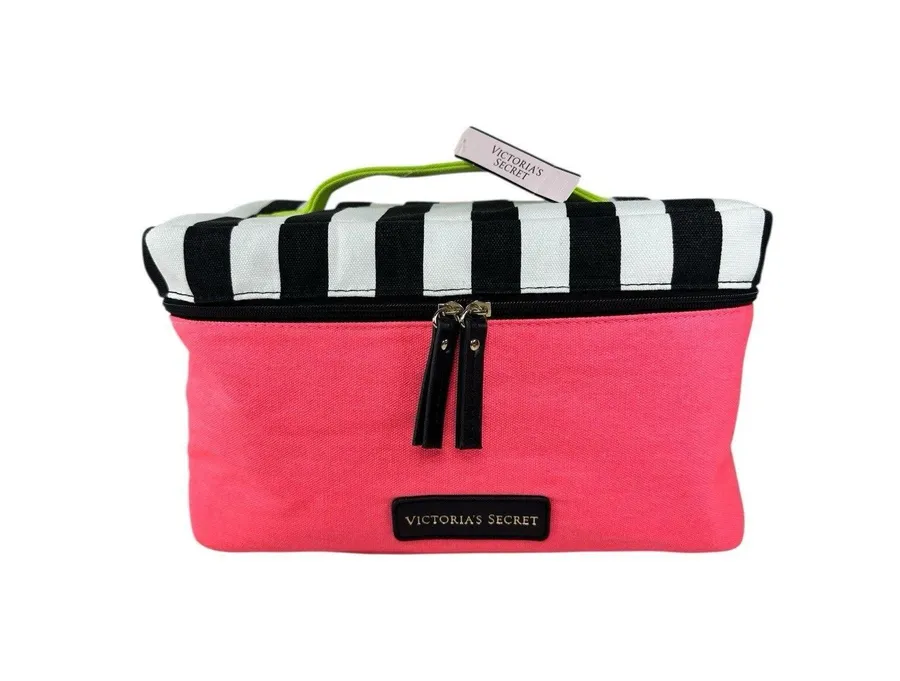 Victoria’s Secret Travel Case Pink Black Stripe Sexy Little Things NWT Gift