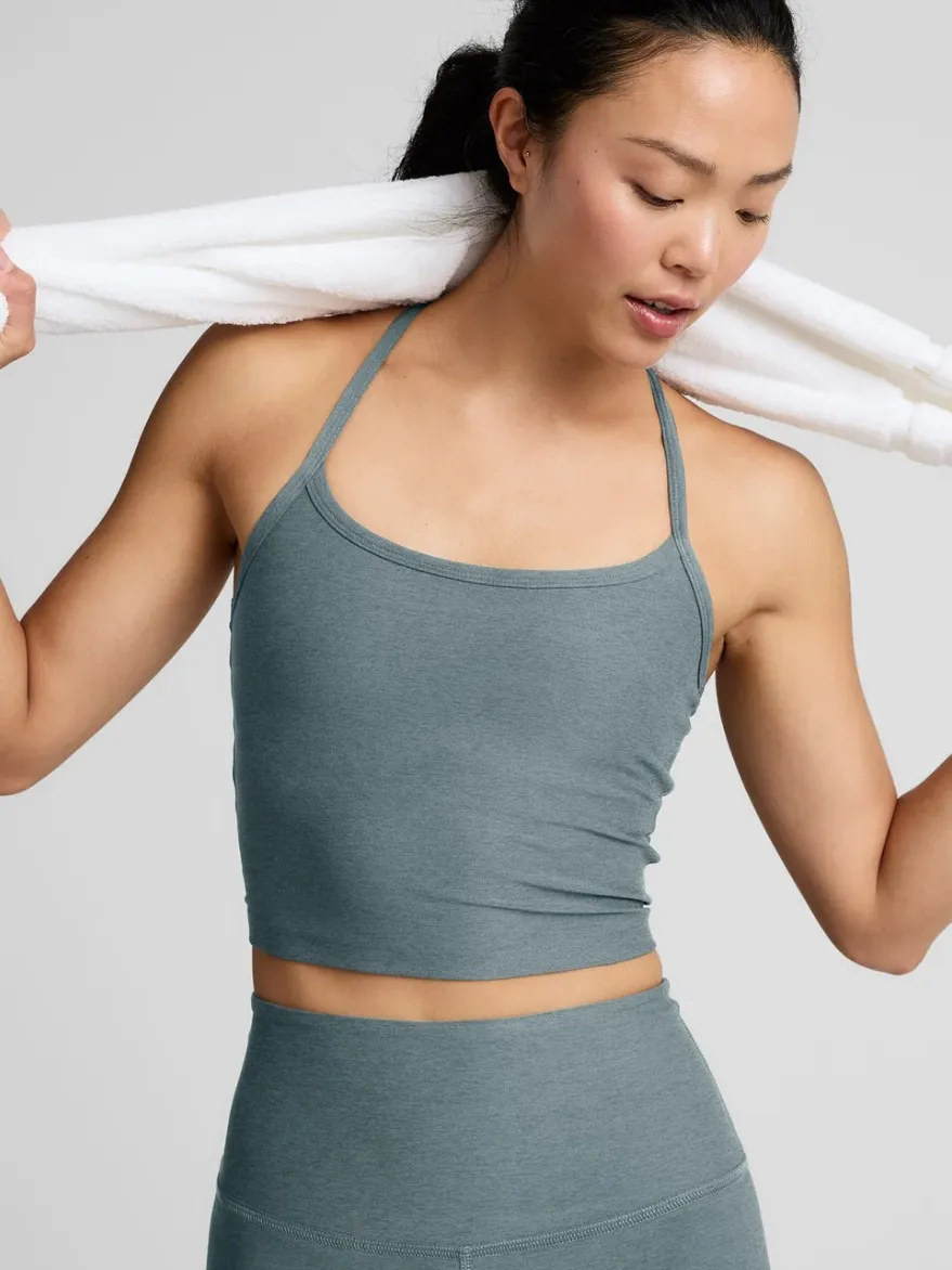 Beyond Yoga Spacedye Slim Racerback Cropped Tank - Storm Heather