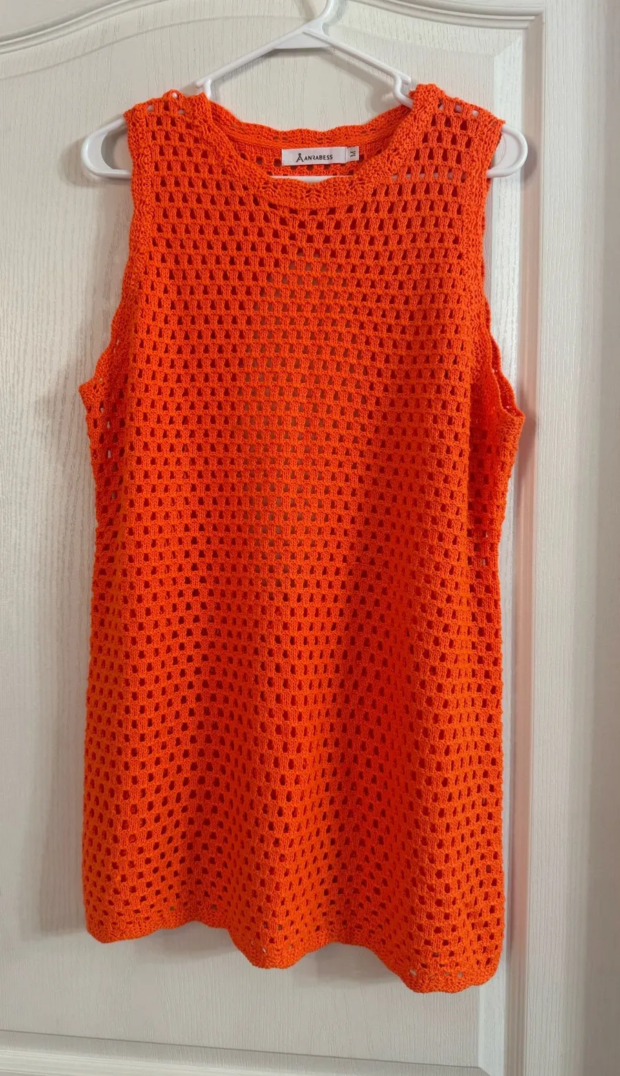 Anrabess Women’s Orange Open Knit Swimsuit Cover Up Sz M. MY
