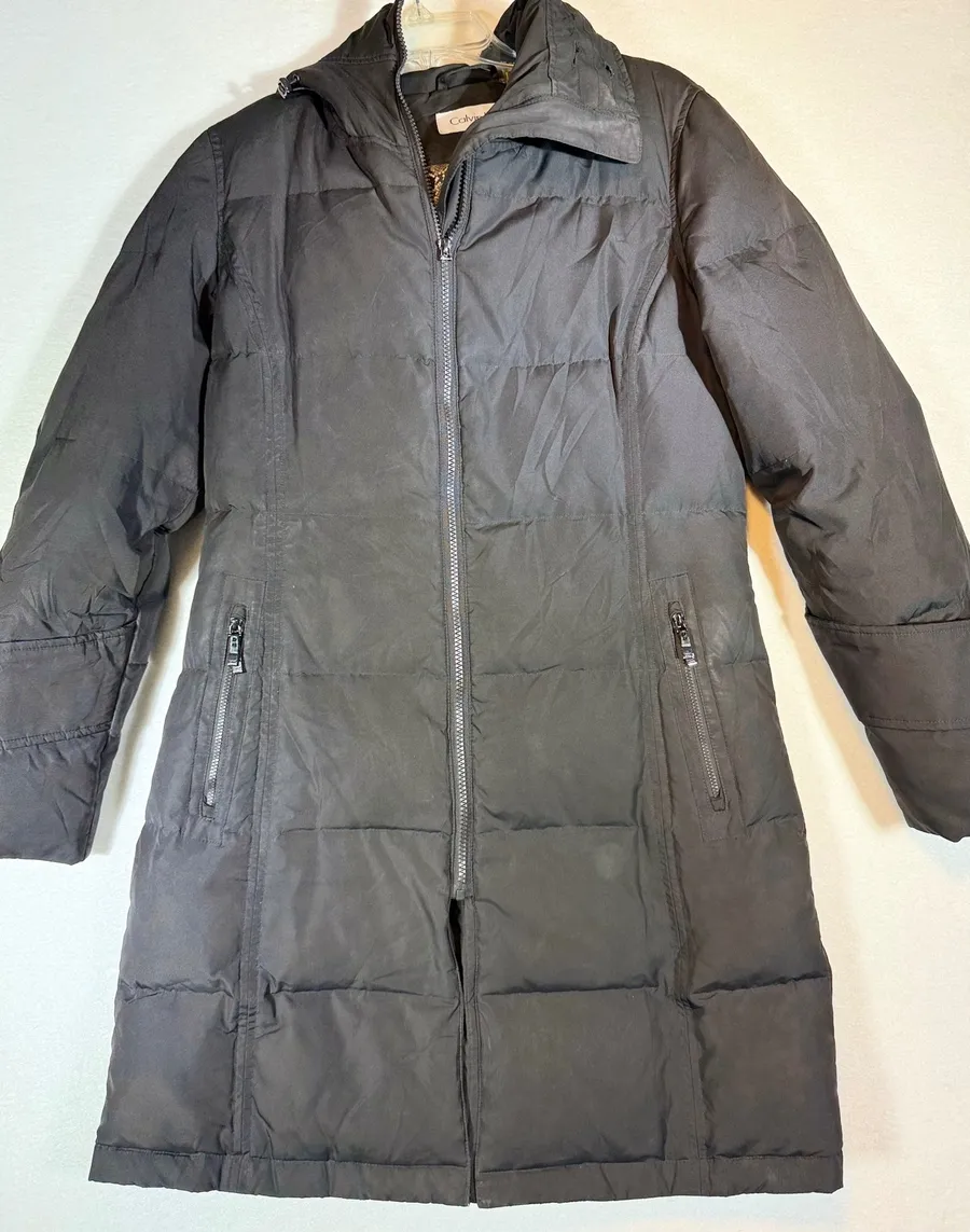 Calvin Klein Women's Puffer Coat Longline Winter Jacket Black Small