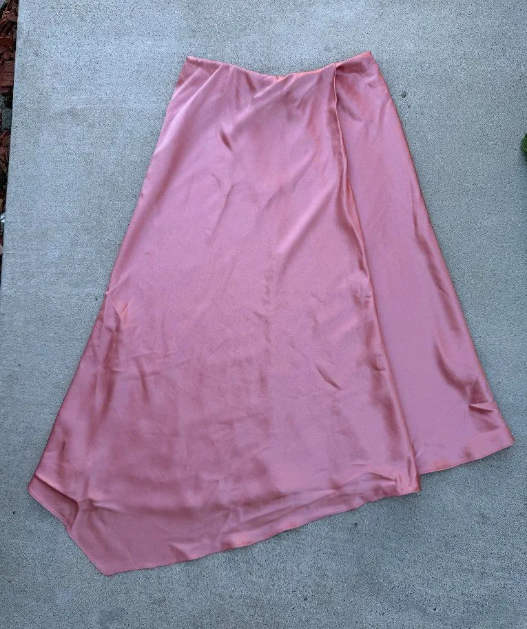 Alice + Olivia Pink Satin Asymmetrical Evening Formal Skirt Coquette Women's 4