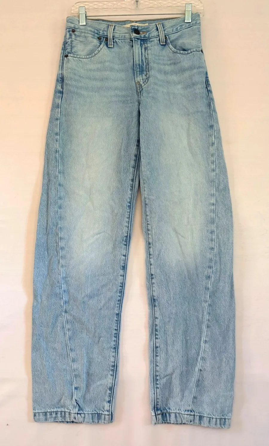 Levis 94 Baggy High Rise Wide Leg Jeans Light Wash Blue Denim Size 25