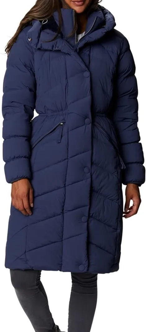 Down Fill Long Hooded Puffer Coat - Navy