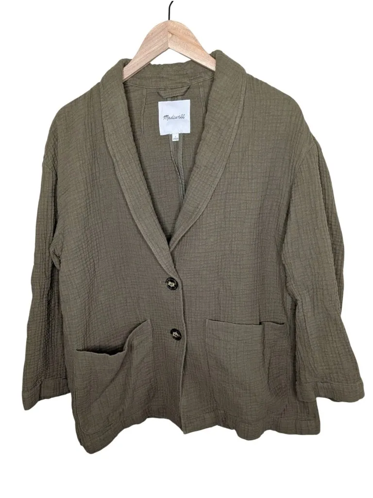Madewell Womens Olive Green Cotton Lightspun Dorset blazer Large