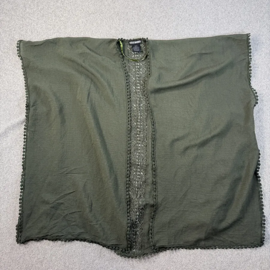 Steve Madden Women's OSFM Olive Green Kimono Cardigan Wrap Lace Trim Open