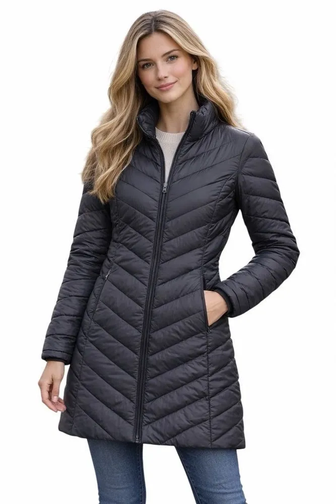 Patagonia Womens Lightweight Duck Down Puffer Parka Jacket Long Black SZ S