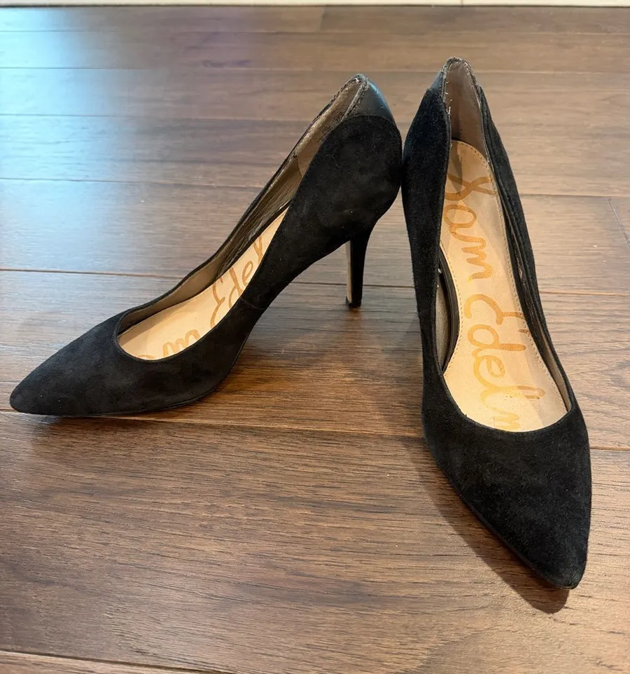 Sam Edelman Black Suede Pointed Toe Stiletto Pumps Size 7.5 - C61-014