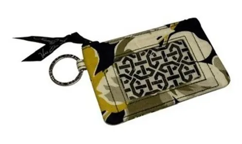Vera Bradley Dogwood Floral Quilted Cotton Zip ID Case Wallet Keychain