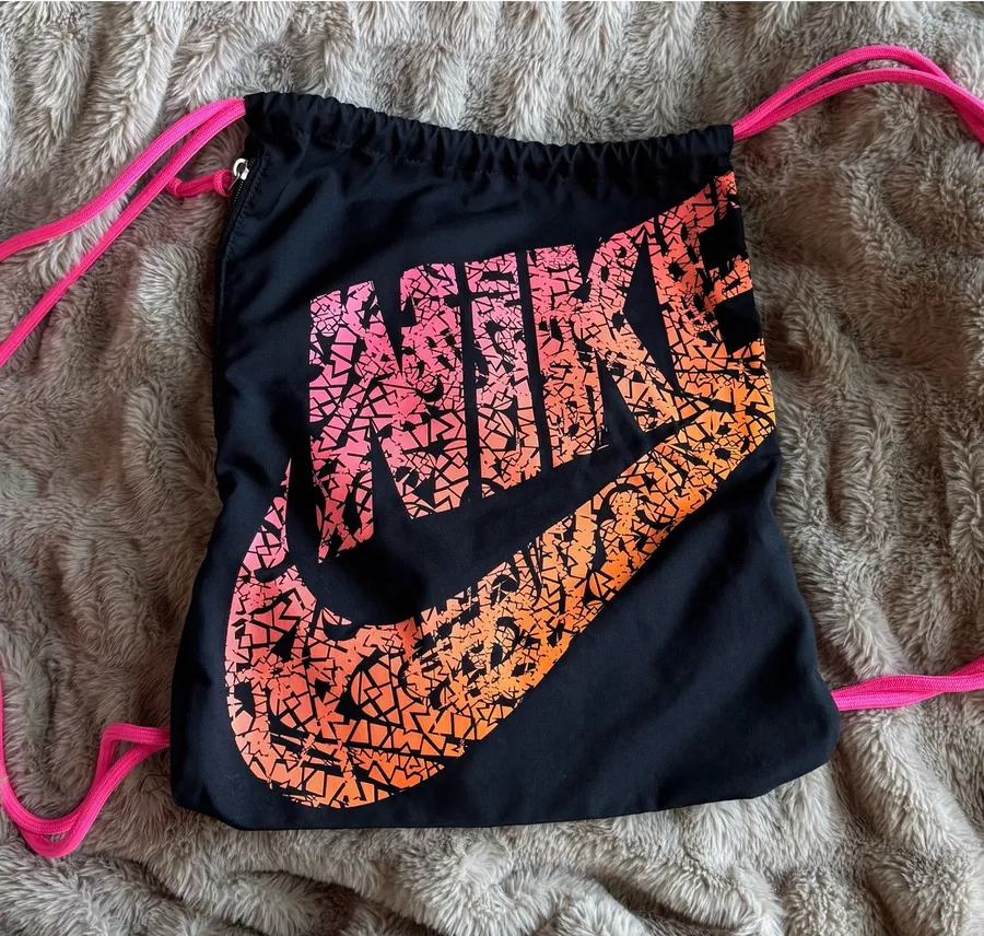 Nike Drawstring Bag Black, Pink, and Orange