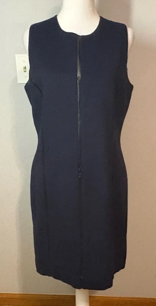 J. McLaughlin wool cashmere sheath sleeveless dress navy blue size 10