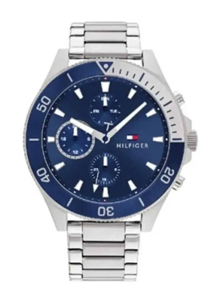 Tommy Hilfiger Mens Wristwatch Larson Classic Stainless Steel Blue 46mm