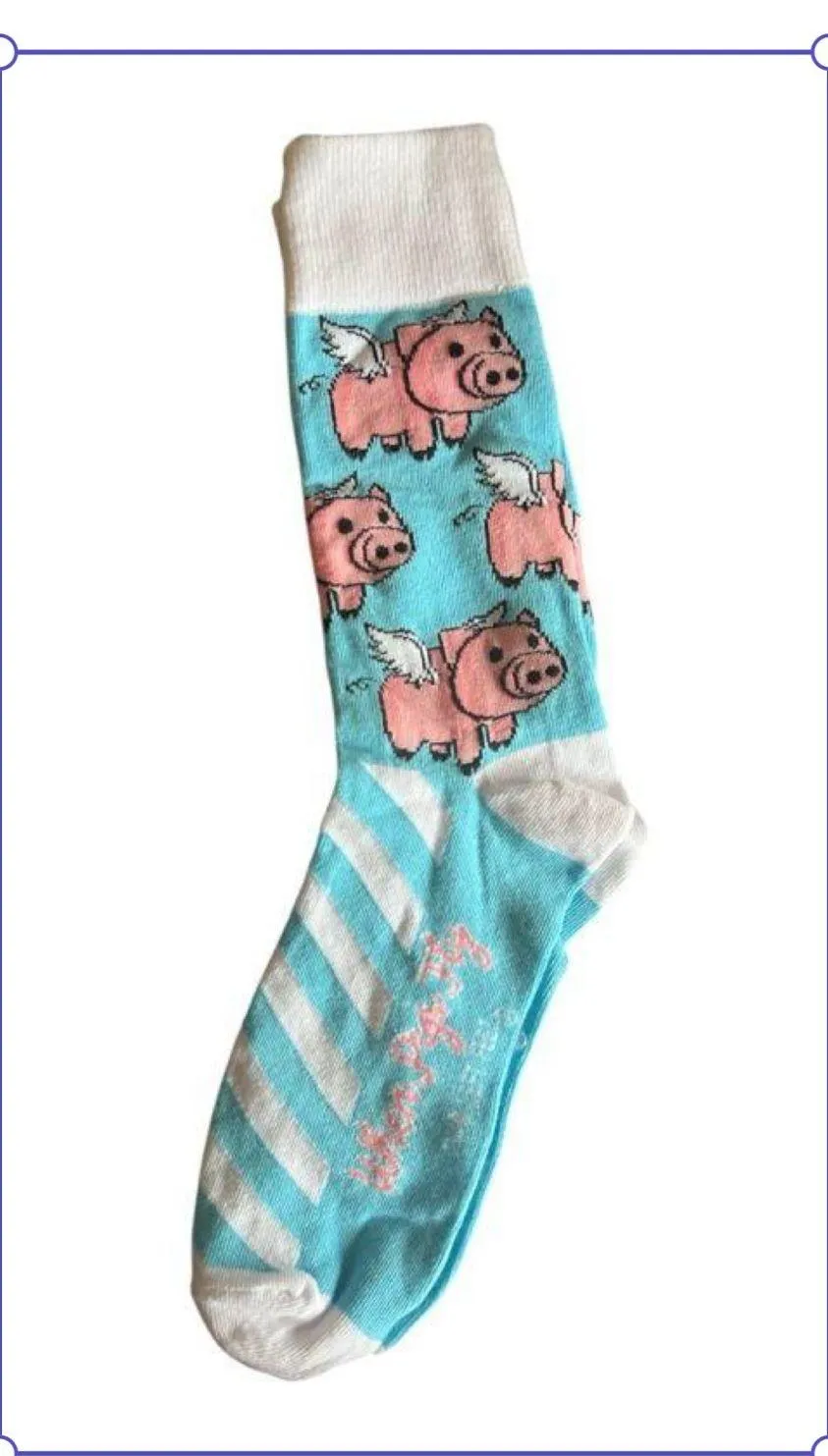 Fun socks When Pigs Fly Blue