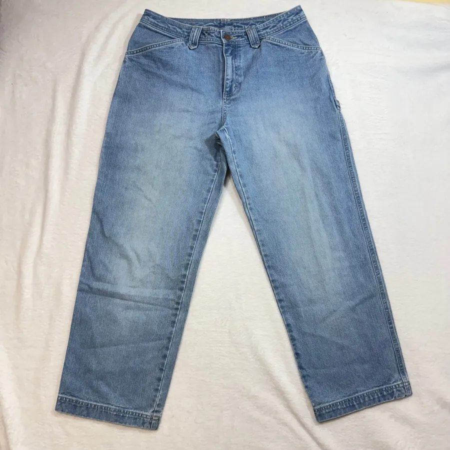 VTG Sonoma Carpenter Jean 12 Petite Cropped Denim Utility Pockets Light Wash 90s