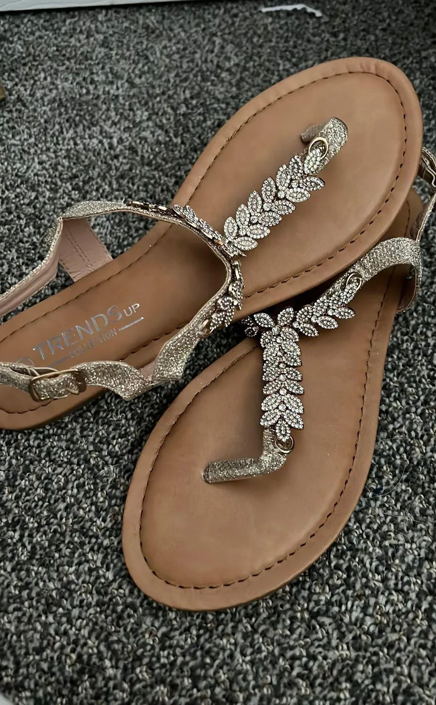 Champagne Glitter Sandals Tan Size 7.5