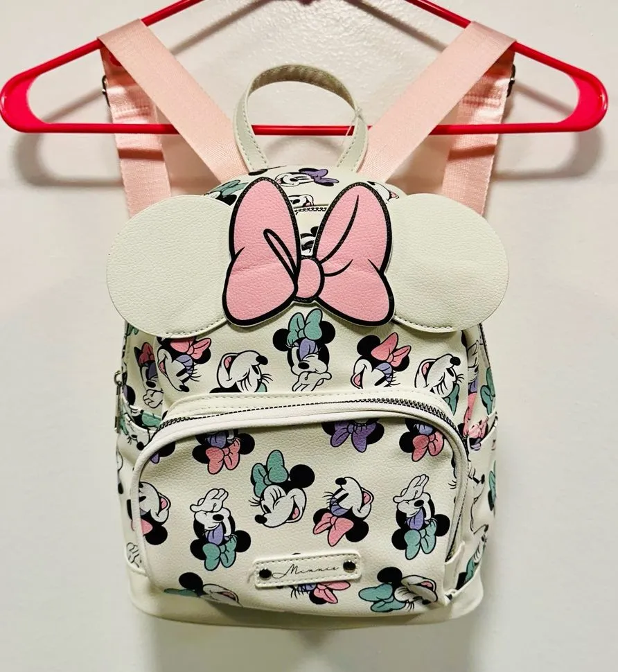 Minnie Mouse backpack purse! White and pink Mickey Mouse Disney land bag NWT!