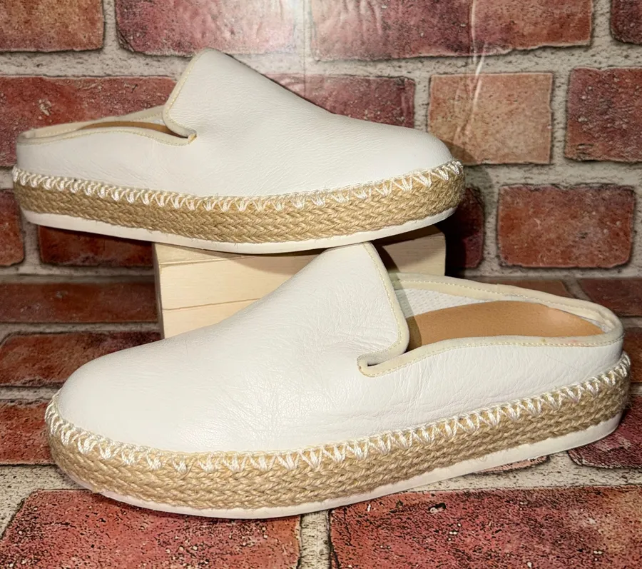 Pre-Owned Dr Scholl's Sunnie Mules Leather White Beige Breathable Size 7M Women