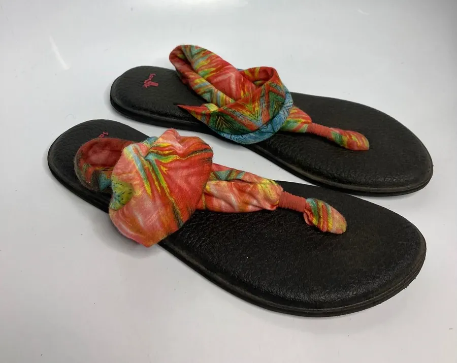 Sanuk Yoga Sling 2 Sandals Womens 11 Multi Color Excellent Yoga Mat Flip Flops