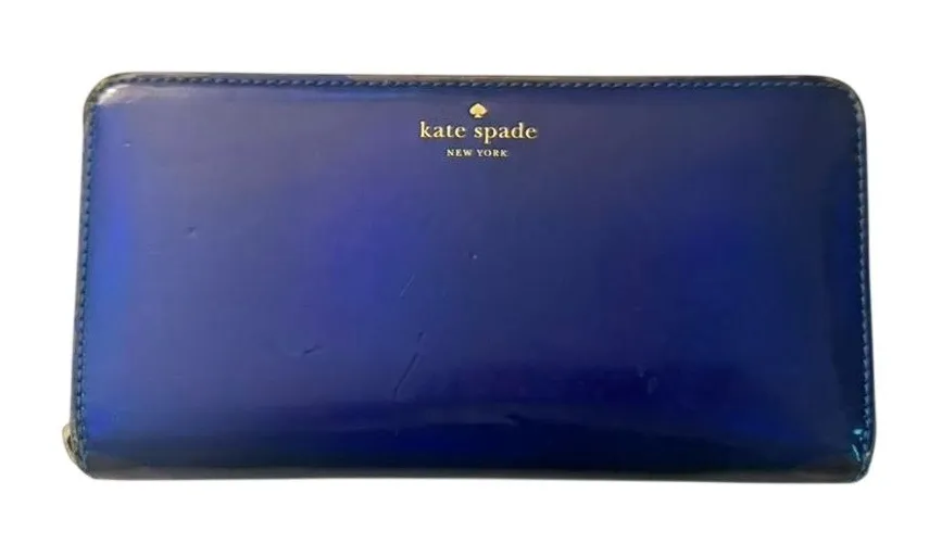 Kate Spade royal blue patent leather continental wallet