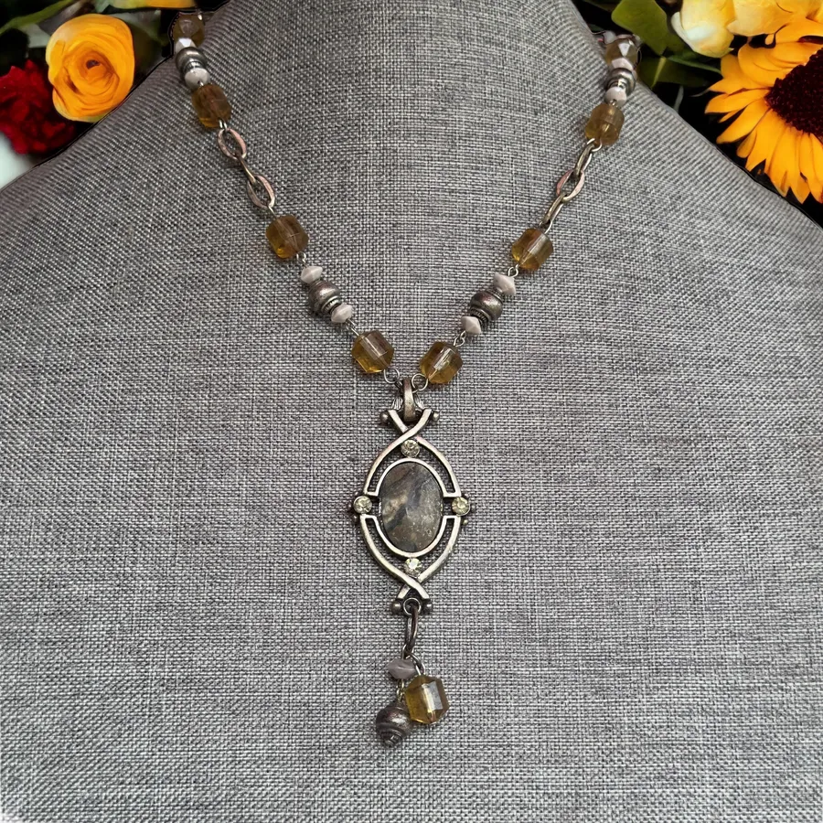 Chico’s Beaded Chain Pendant Necklace