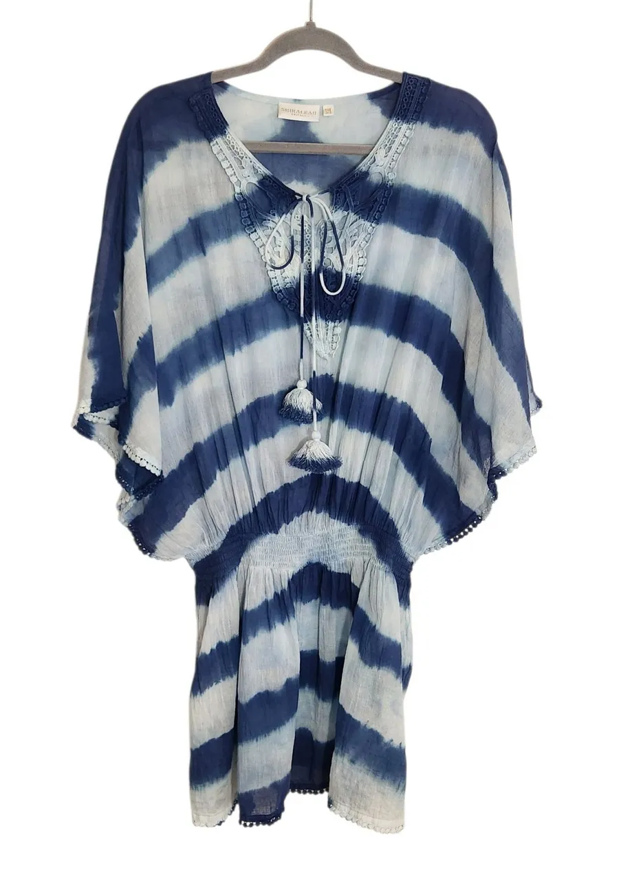 Shiraleah Blue Dyed Cotton Swim Cover-Up One Size