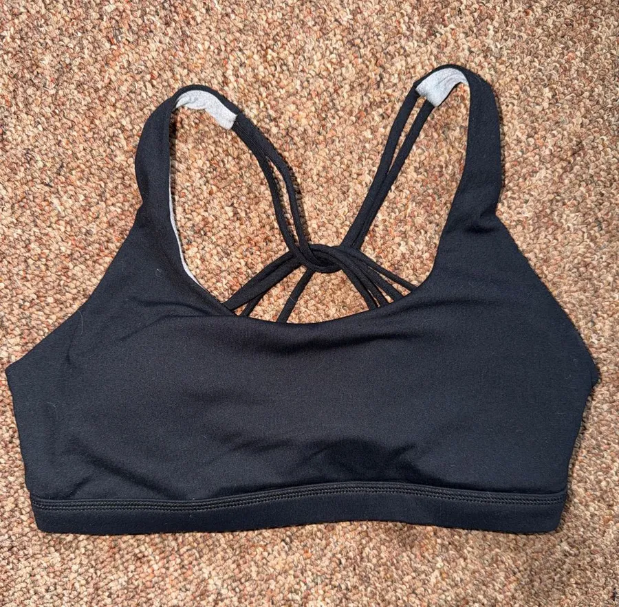 Born Primitive Strappy Back Black Sports Bra with both pads Size M