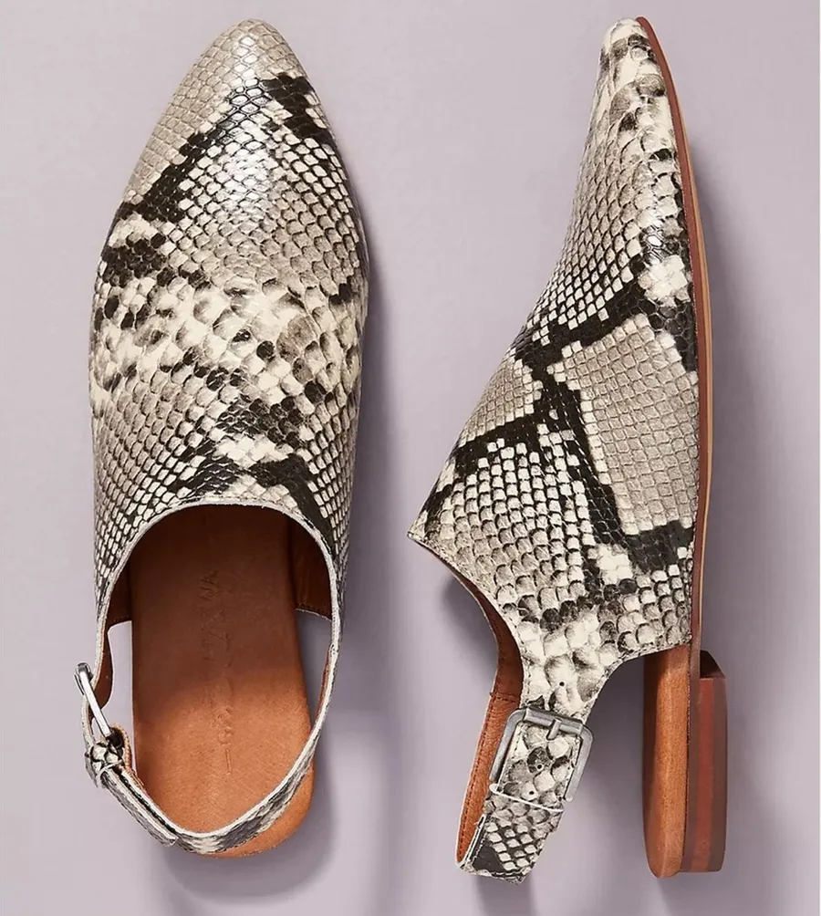 Gee Wawa for Anthropologie snakeskin Slingback flats sz 6