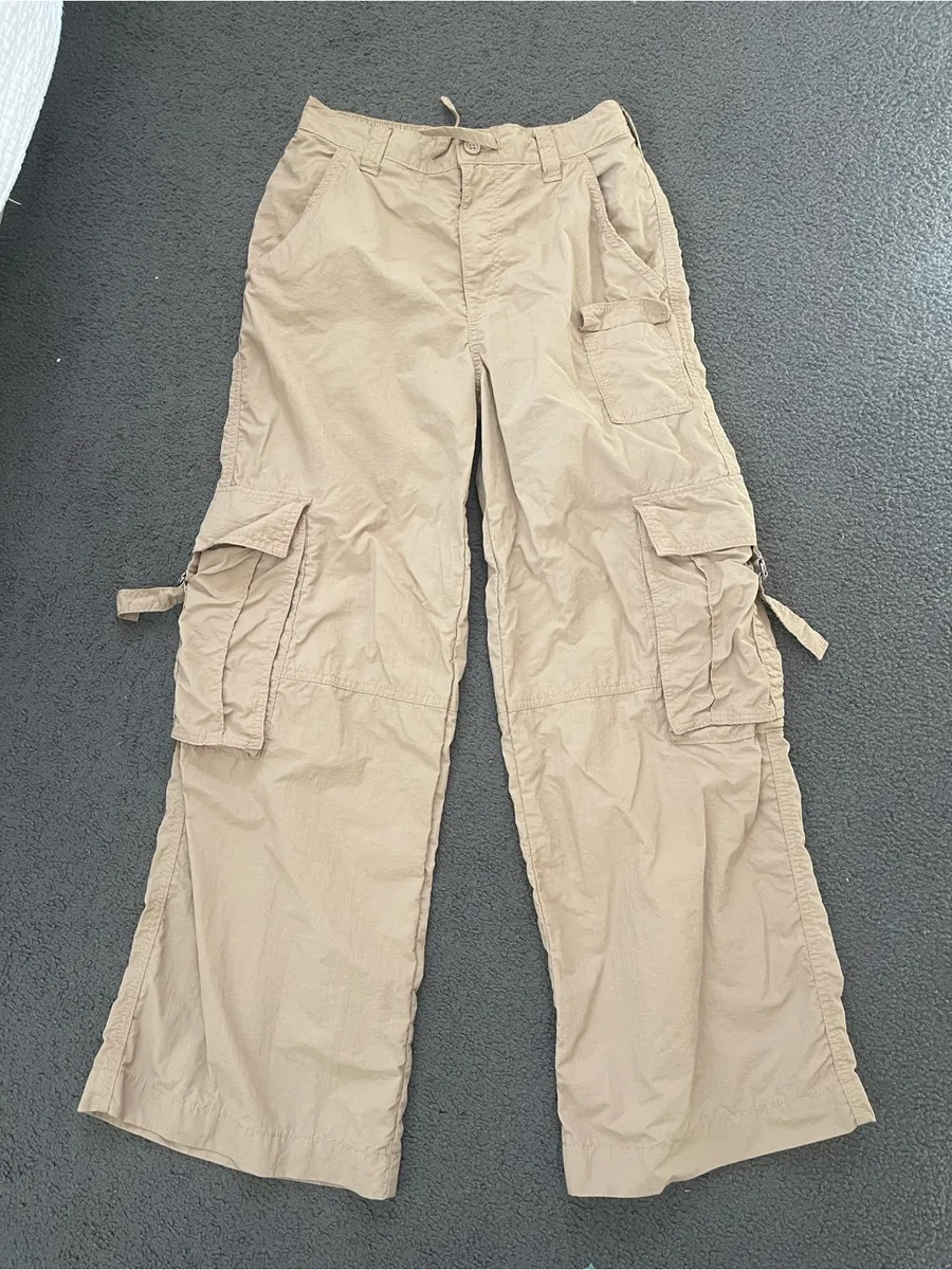 H&M Beige Cargo Utility Pants - Wide Leg