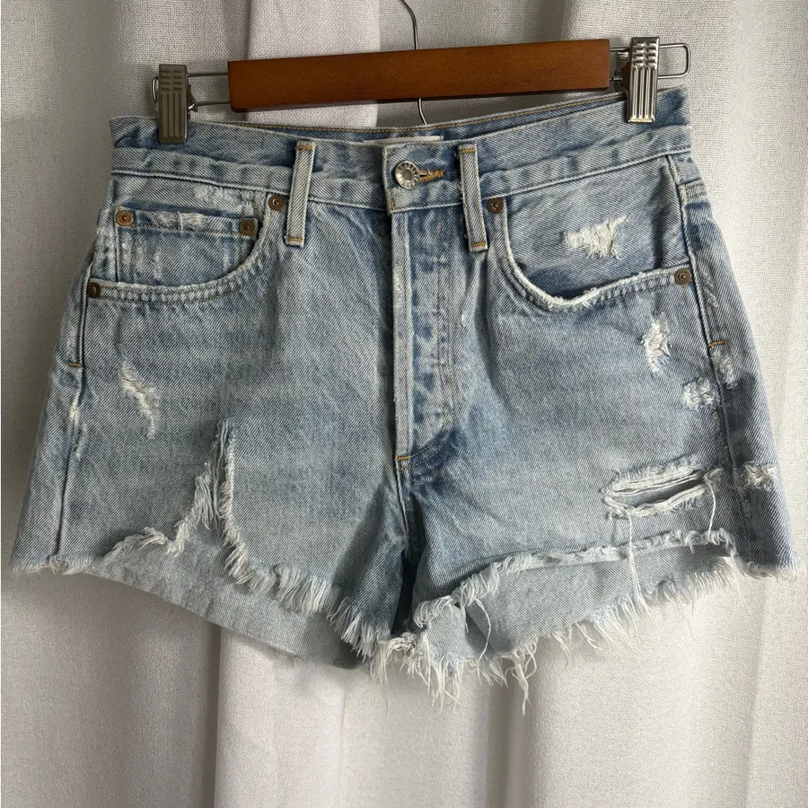 Agolde Parker Blue Jean Cutoff Denim Button Fly Shorts Size 24 EUC! 0452