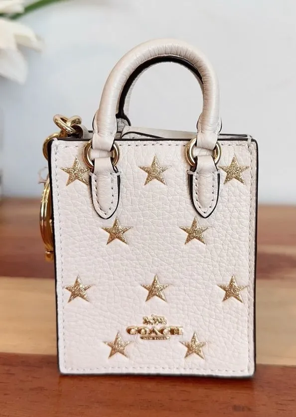 NWT Coach North/South Mini Tote Bag Charm With Star Print