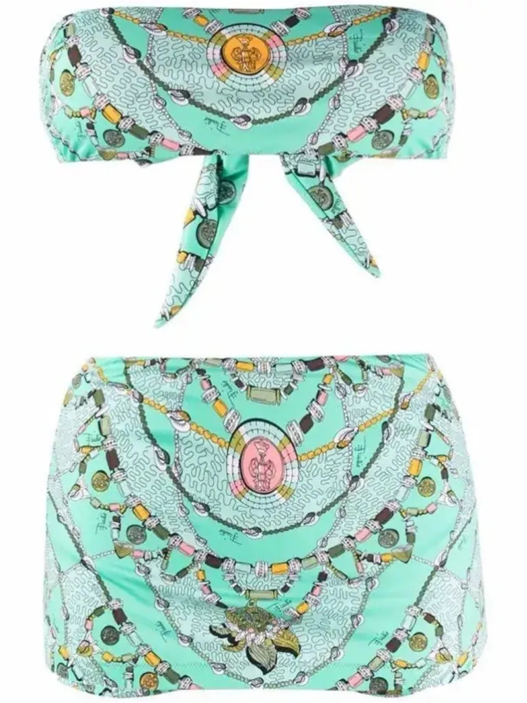 NEW EMILIO PUCCI Cyprea Print Blue Bikini Set Abstract Women’s Size IT 40 US 2