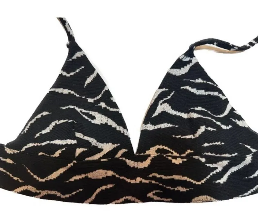 Urban Outfitters Bralette Women Small Black White Zebra Print Knit Triangle Top