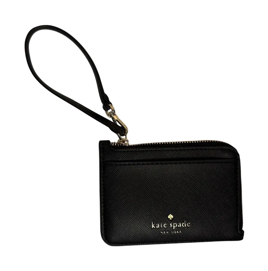 Kate Spade Black Leather Wristlet Card Holder Wallet