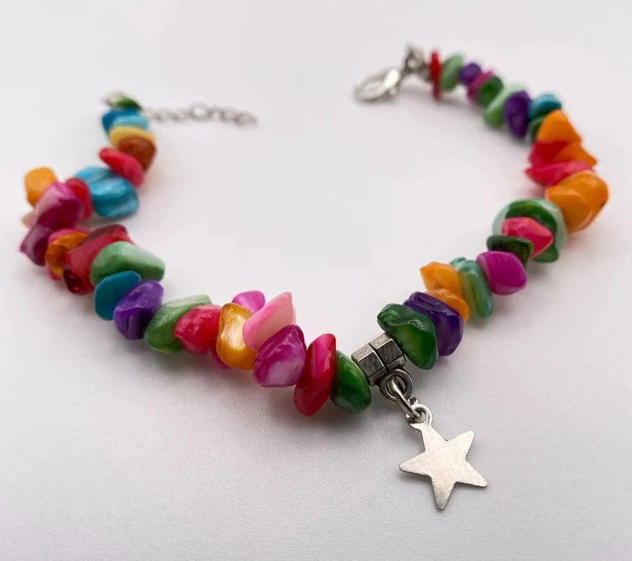 Handmade Charm Bracelet Multicolor Pink