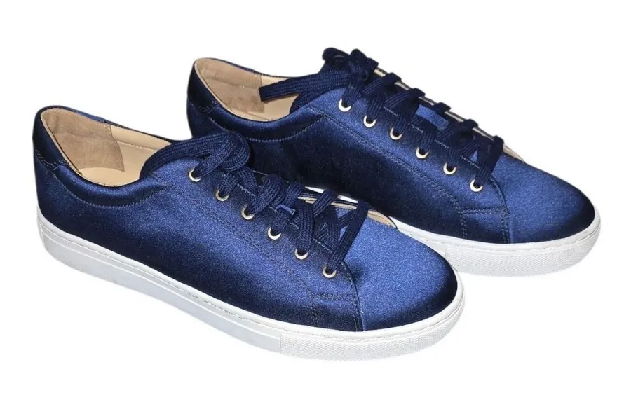 Club Monaco Jadyn Sneaker 828724848003 Navy Blue Satin Low Top Shoes Size 9