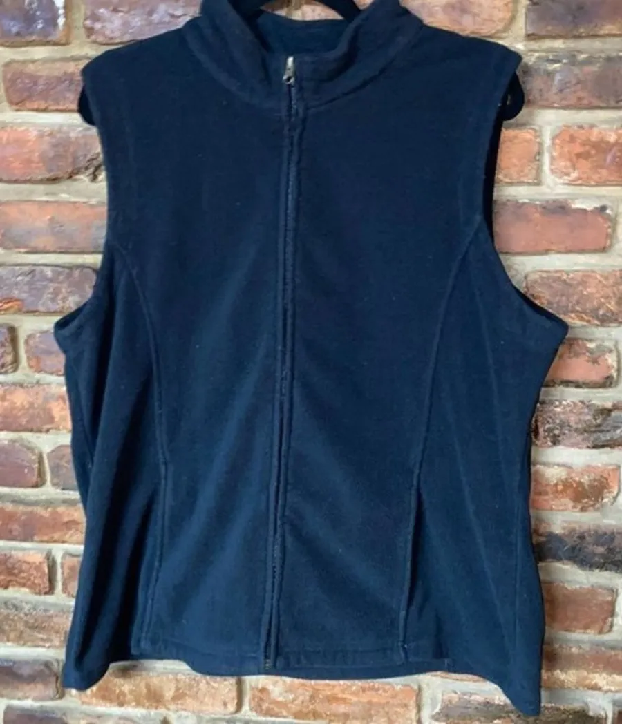 Kinetic Plus Solid Black Fleece Full Zip Sleeveless Vest Women's Size XL