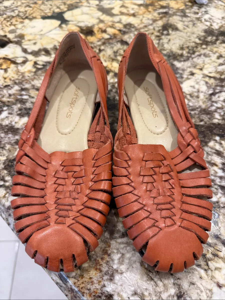 SoftSpots Women's Woven Leather Huarache Flats