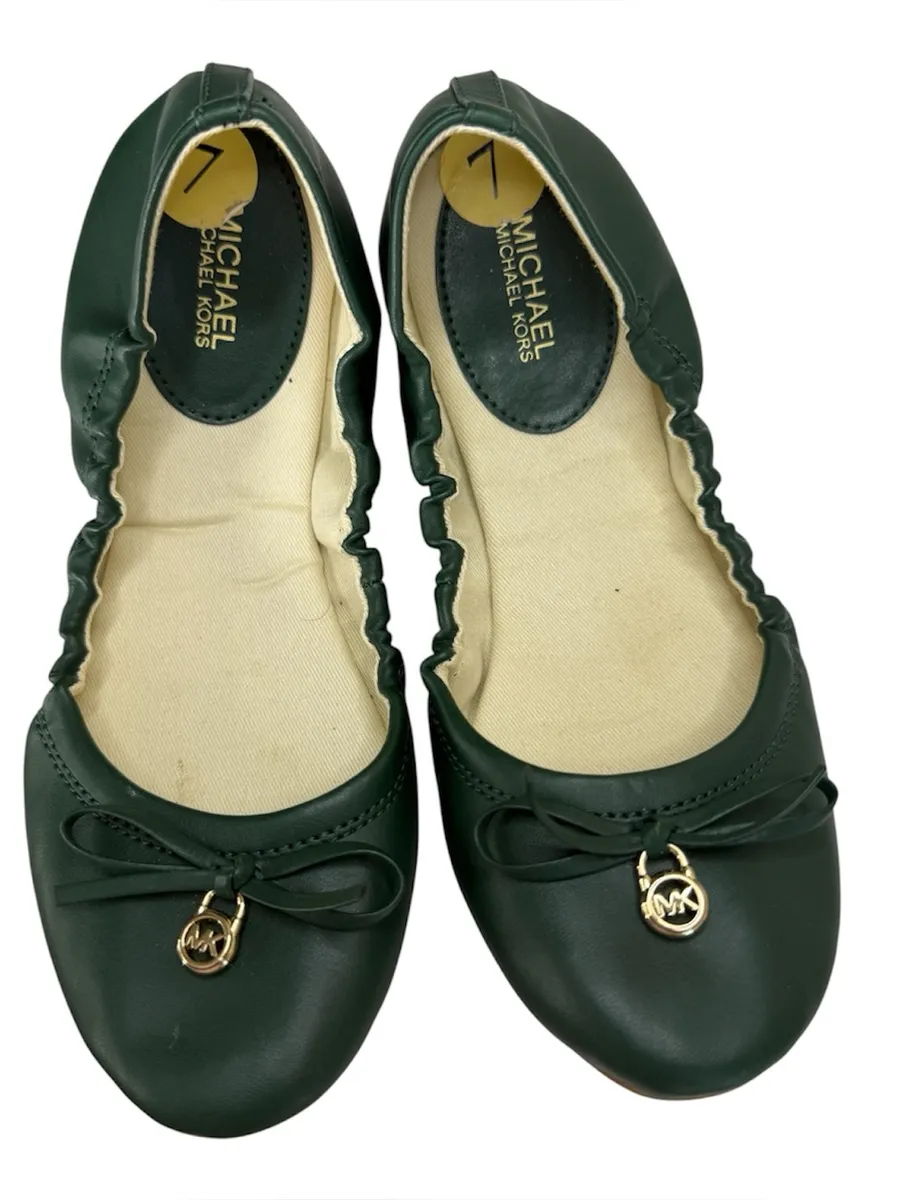 Michael Kors MK Ballet Flats Ballet Flat Gold Lock Sz 7 Green