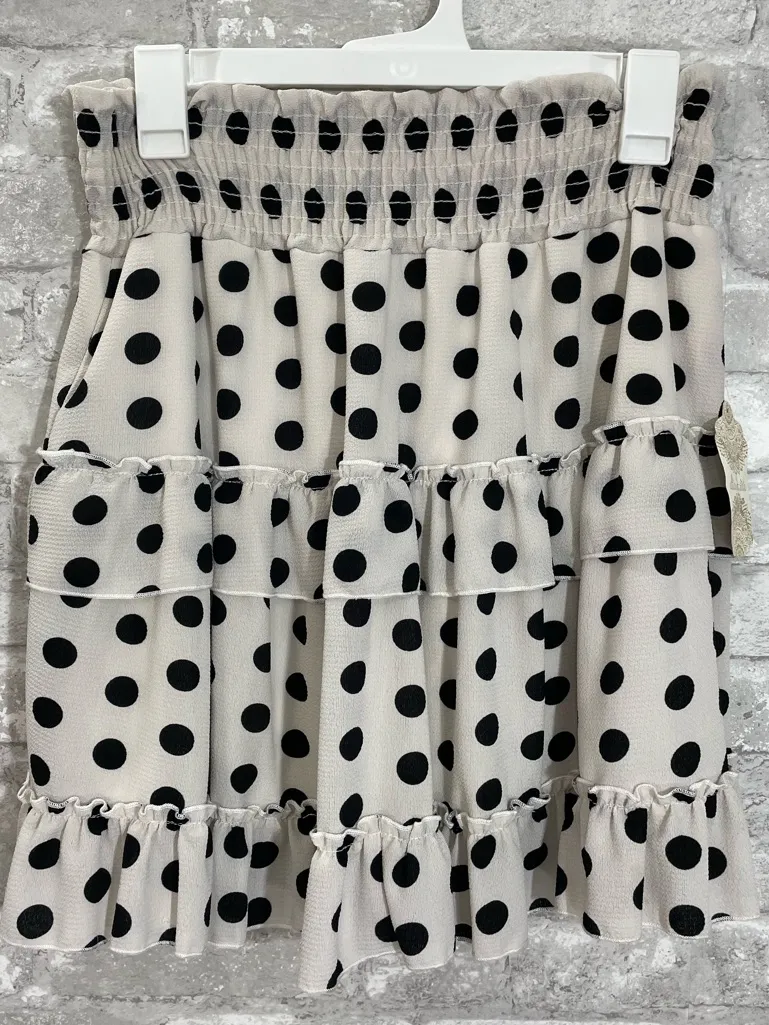 Altar'd State Black Polka Dot Tiered Ruffle Mini Skirt