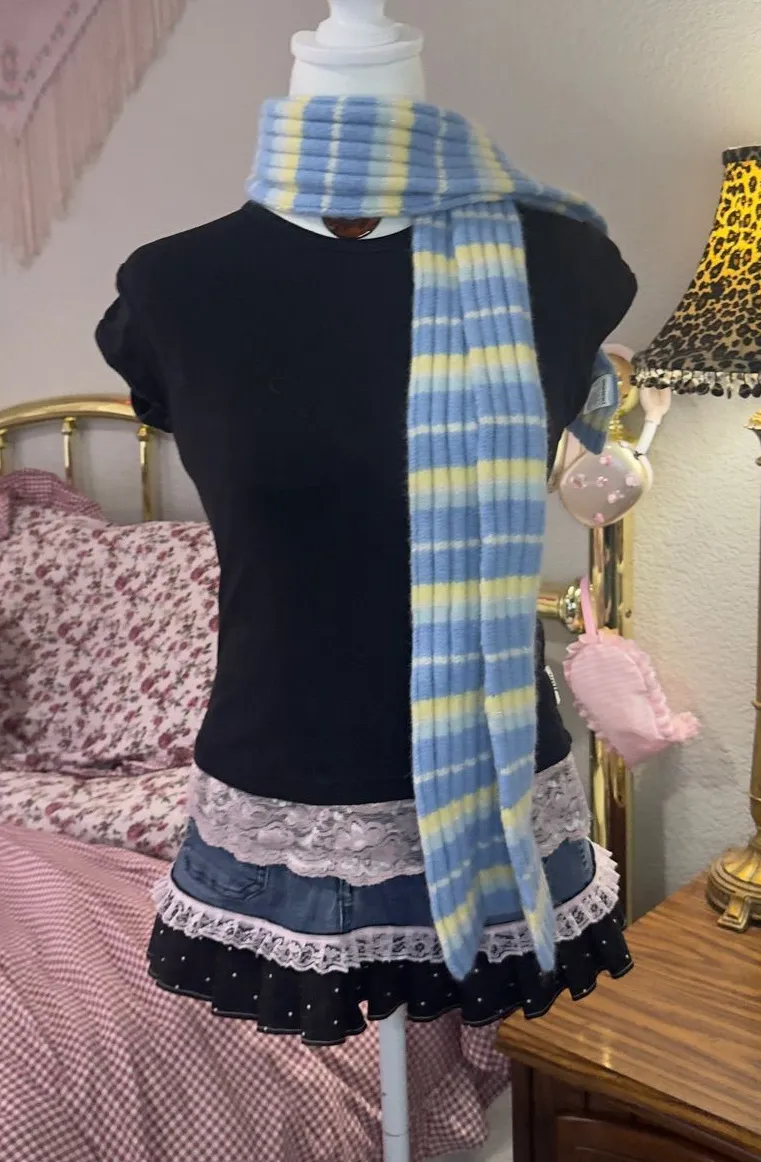 Y2K Aeropostale Soft Ribbed Blue & Yellow Stripe Scarf