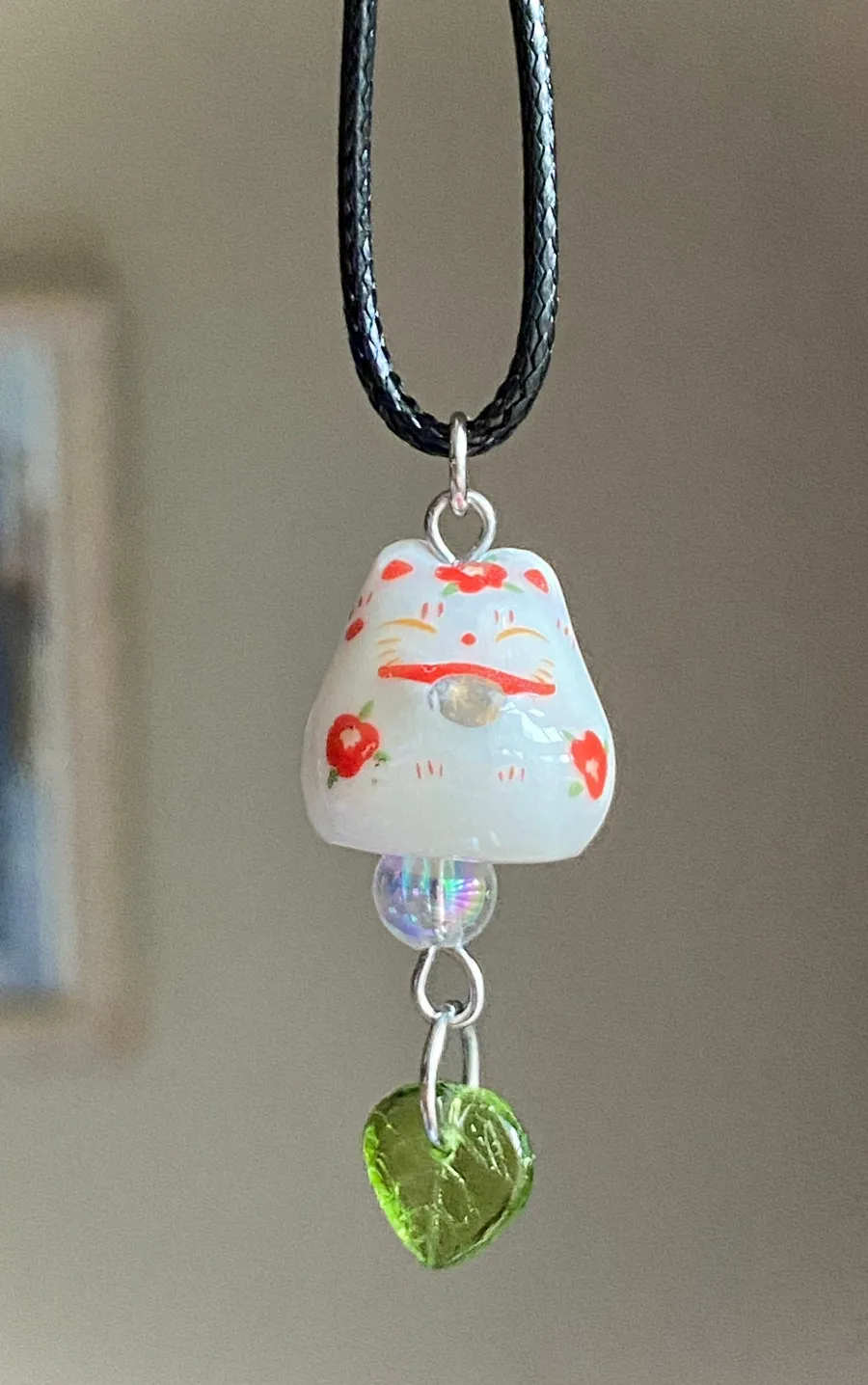 ceramic cute manekineko cat boho retro vintage necklace😽