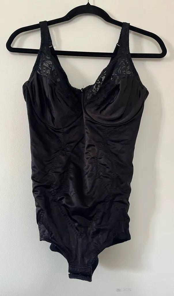 Vintage Black Shapewear Lace Bodysuit Womens 36D Black Lingerie One Piece Size undefined