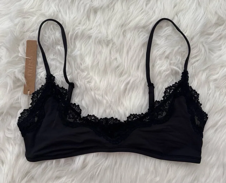 Skims Fits Everybody Lace Scoop Bralette Onyx Size Small