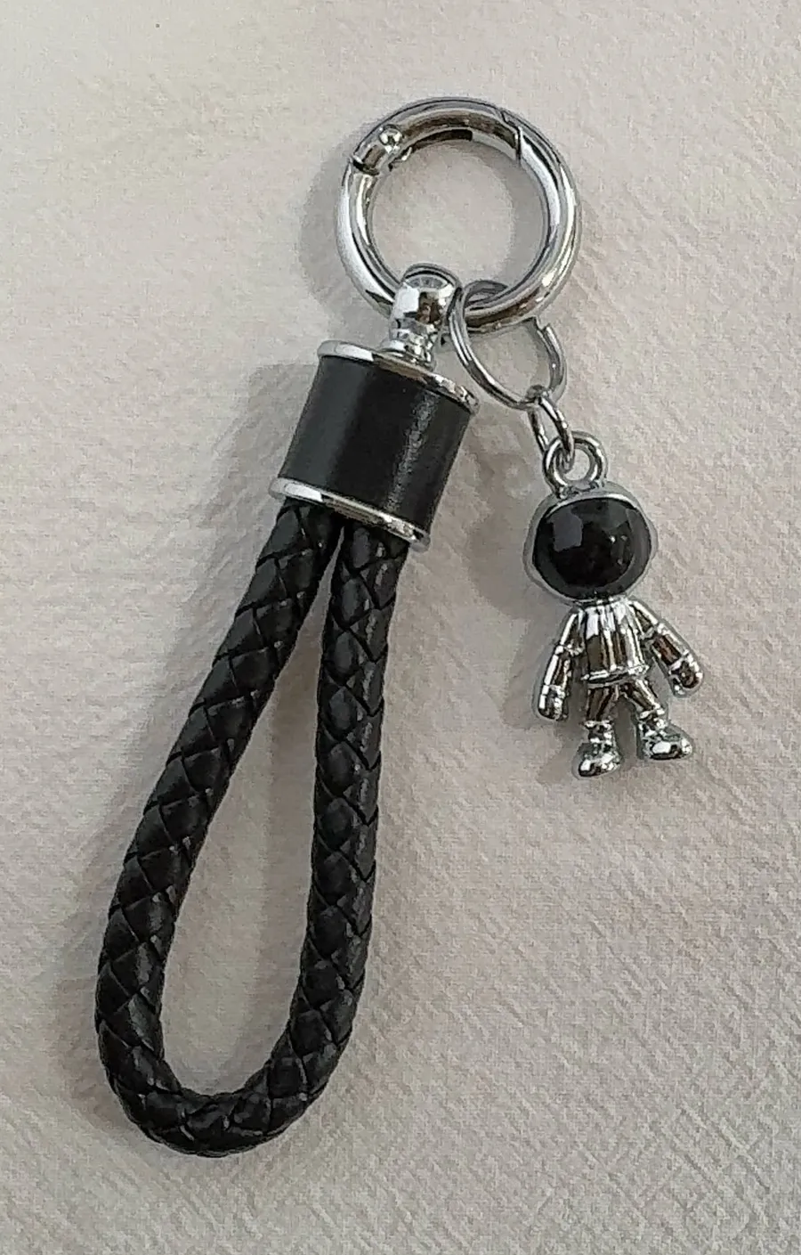 Astronaut Charm Car Keychain for Men Women Braided Rope Bag Charm Key Rings Black