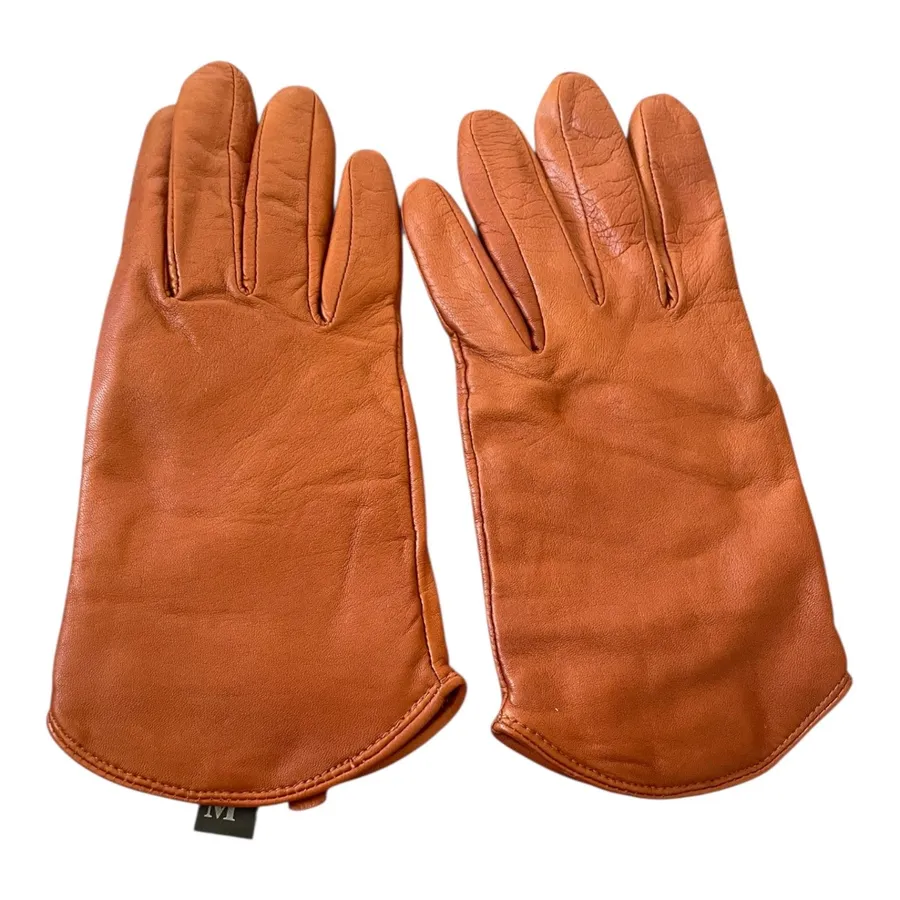 Vintage Carole Little Brown Leather Cashmere Lined Gloves M *read description* Size M